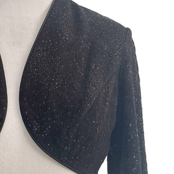 Alex Evenings Size 6 Petite Top Blouse Shrug Black Open Front Cardigan - Picture 2 of 6